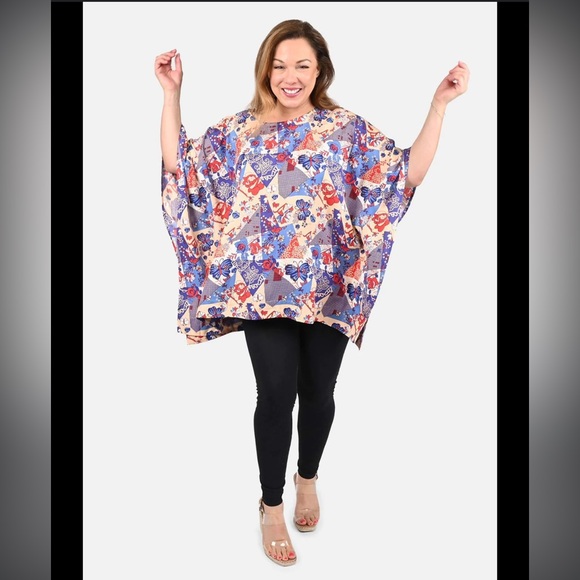 TAMSY-Loose Fit Printed Kaftan Top-One Size - Picture 1 of 5